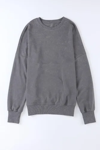 Vista 8 de SHEWIN Sudadera casual de manga larga con cuello redondo para mujer, ligera, holgada