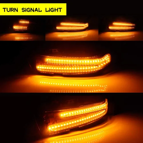 Vista 7 de Lente ahumada Switchback blanco ámbar dinámico intermitente secuencial LED espejo lateral luz de giro montaje para Mercedes-Benz C E S CLA CLS GLK