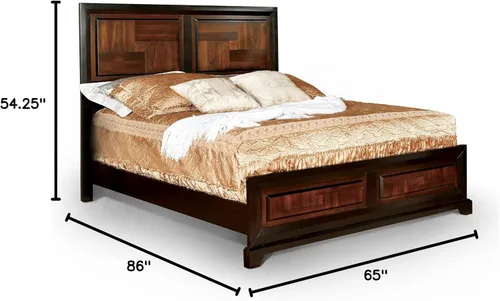 Vista 3 de Furniture of America Cleo - Cama de transición multitono, Queen, Acacia/nogal