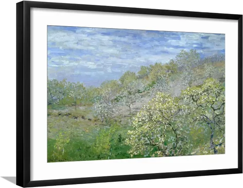 Vista 9 de ART.COM Claude Monet - Póster enmarcado para pared, diseño de árboles en flor, decoración escénica, 18 x 12 pulgadas, marco negro con paspartú blanco