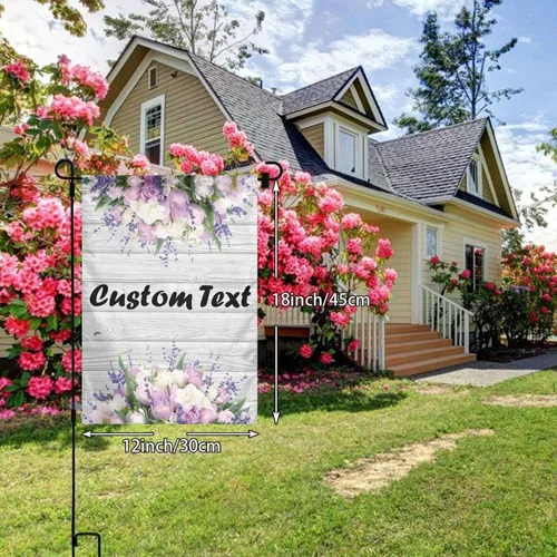 Vista 4 de Bandera de jardín personalizada, banderas de jardín personalizadas con nombre de foto, banderas de jardín personalizadas de impresión de doble cara