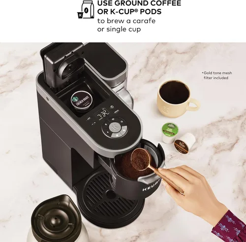 Vista 2 de Keurig K-Duo Plus - Cafetera de una sola porción y jarra, depósito extraíble multiposición de 60 onzas, jarra de preparación automática programable