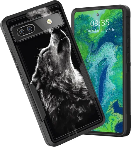 Vista 46 de Funda para Pixel 6A, funda protectora híbrida de doble capa resistente a prueba de golpes de policarbonato duro de silicona suave TPU para Google