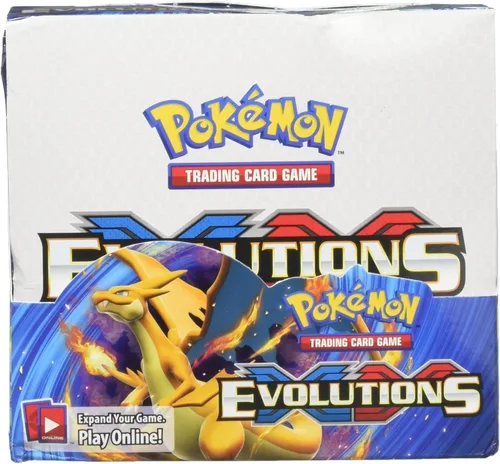 Vista 4 de Caja de refuerzo sellada de fábrica de juego de cartas intercambiables XY Evolutions de Pokémon - 36 paquetes de 10 cartas cada uno (versión inglés)