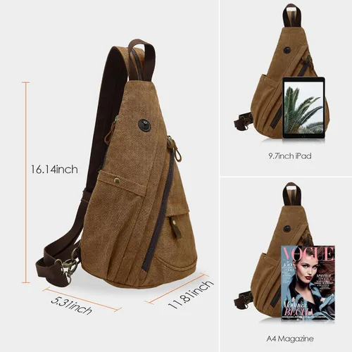 Vista 6 de Bolso bandolera pequeño, mochila casual para la escuela, para hombres y mujeres, Marrón, S, Mochilas tipo mochila