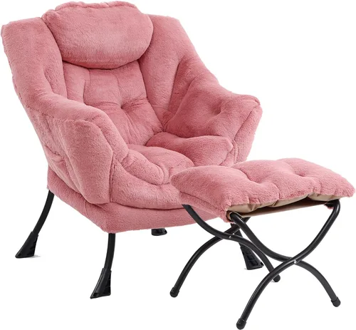 Vista 25 de Furlide - Silla perezosa con otomana, silla moderna con reposapiés plegable, silla de acento de salón, silla de lectura cómoda, sillones grandes