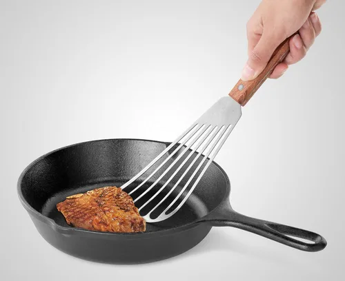 Vista 5 de Paleta para pescado con mango de madera, hoja de 6,5", de plata, modelo 43068 de New Star Foodservice