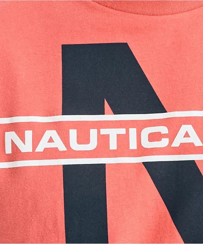 Vista 5 de Nautica Camiseta de manga corta para hombre, 100% algodón, diseño náutico, Rojo True