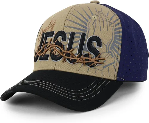 Vista 16 de Trendy Apparel Shop Gorra de bola cristiana bordada a mano Only Jesus Praying Azul marino