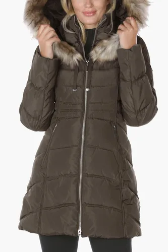 Vista 4 de LAUNDRY BY SHELLI SEGAL Chaqueta acolchada con capucha 34 para mujer con ribete de piel sintética