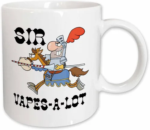 Vista 8 de dooni diseños – Funny Sir Knight diseños – Funny Knight Sir Vapes a lot – Tazas, Azul/Blanco