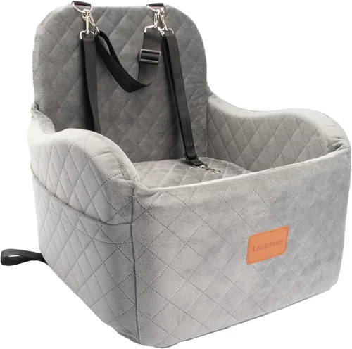 Vista 11 de Lealchum Asiento elevador de automóvil para perro, tela ultrasuave y relleno de espuma viscoelástica, cojín elevado, 3 correas y canal para cinturón