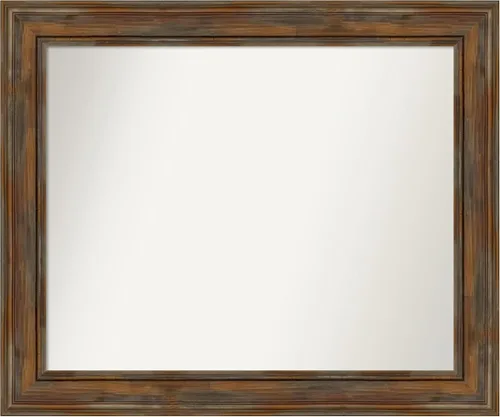 Vista 195 de Amanti Art Espejo de baño marrón para sobre fregadero, 26 x 26 pulgadas, espejo de tocador cuadrado marrón rústico Alexandria, marco de madera