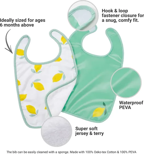 Vista 5 de BabyToLove Set of 2 Bibs Soft & Waterproof with a Hook & Loop Closure Infant & Toddler Mealtimes