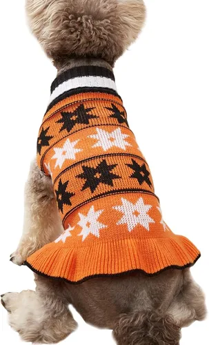 Vista 10 de Jecikelon Suéteres para Mascotas Perros para Perros Pequeños Vestido con Ropa de Punto de Nieve Suéter de Cuello Alto Ropa para Perros Suéter Cálido