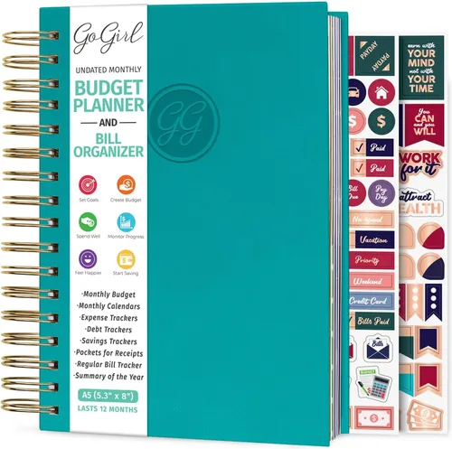 Vista 27 de GoGirl Planificador de presupuesto y organizador mensual de facturas, libro financiero mensual con bolsillos. Cuaderno de seguimiento de gastos