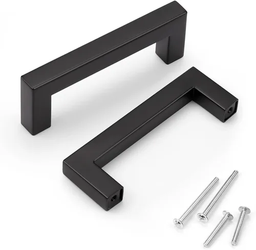 Vista 40 de Juego de manijas de puerta de acero inoxidable de 1/2 de ancho, esquinas cuadradas, para armario de cocina
