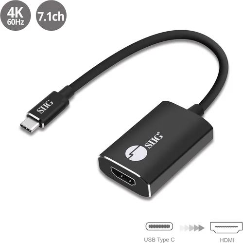 Vista 2 de SIIG CB-TC0C12-S1 Adaptador de cable USB tipo C a 4K HDMI - Compatible con Thunderbolt 3 - Convertidor macho a hembra - Diseño de enchufe reversible