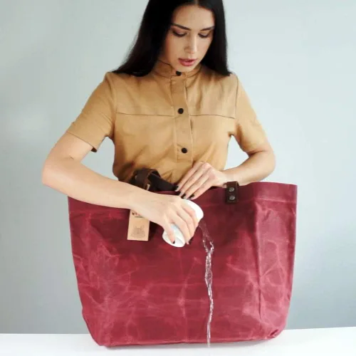 Vista 7 de WUDON Bolsa de viaje de lona encerada, bolsa de hombro extra grande para mujer