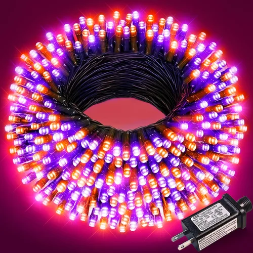 Vista 41 de Juego de 2, luces de Navidad, 200 pies, 600 LED, exterior/interior, guirnalda luces, 8 modos, impermeables, cable verde, parpadeantes, árbol, patio