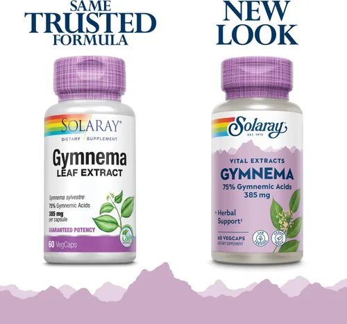 Vista 2 de SOLARAY - Extracto de hoja de gimnasia de 385 mg cápsulas para hombres y mujeres, suplemento de Gymnema Sylvestre para apoyo a base de hierbas