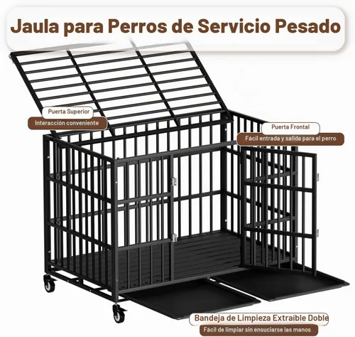 Vista 4 de Snuowu - Jaula para perros de alta resistencia de 42 pulgadas, perrera indestructible para perros grandes
