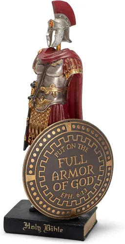 Vista 5 de Dicksons Armor of God - Figura de mesa de soldado romano de 9 x 5 pulgadas, resinstone roja