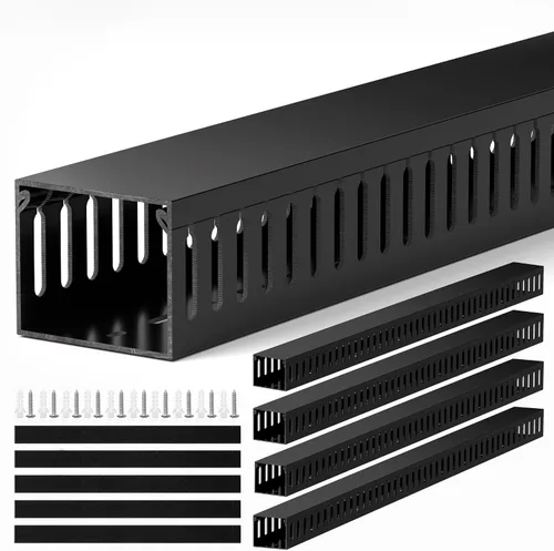 Vista 21 de ZhiYo Canaleta de gestión de cables para rack de servidores de 1.4 pulgadas de alto x 1.6 pulgadas de ancho, kit de conductos de cable de 12 pies
