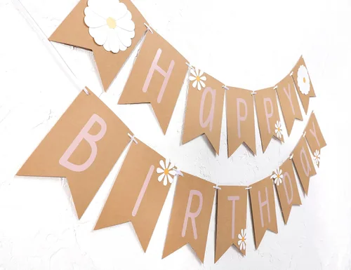 Vista 6 de Cartel de feliz cumpleaños de margaritas, tema de flores silvestres, decoración de primer cumpleaños