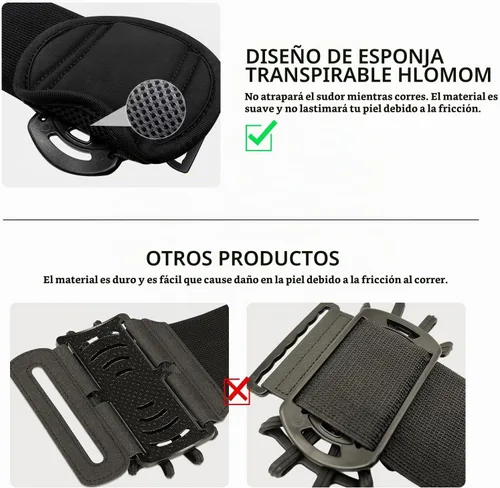 Vista 5 de Soporte de teléfono para correr, brazaletes de antebrazo giratorio de 360° y desmontable, compatible con todos los teléfonos celulares de 4.5 a 7