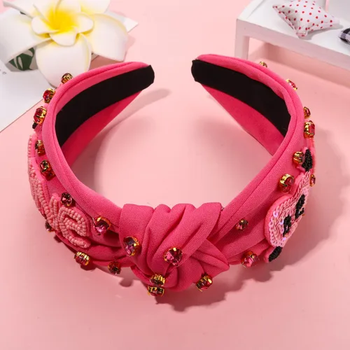 Vista 4 de mokkia Diademas de corazón para el día de San Valentín para mujer, accesorios para el día de San Valentín, diadema anudada con corazón con cuentas
