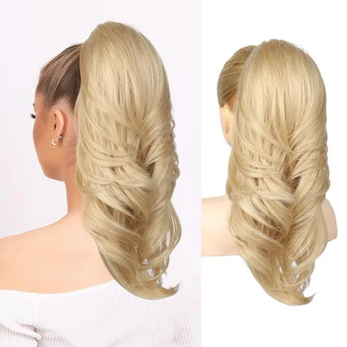 Vista 29 de SEIKEA Extensión versátil de cola de caballo con cordón, 18 pulgadas de largo, ondulado, con clip de varias capas, extensiones de cabello de cola