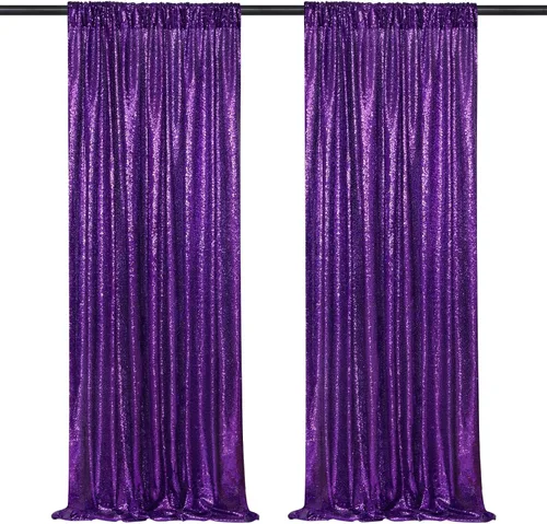Vista 48 de 2 cortinas de 2 x 8 pies de lentejuelas con brillantina para marco de fotografía, para fiestas o fondos de fotografía