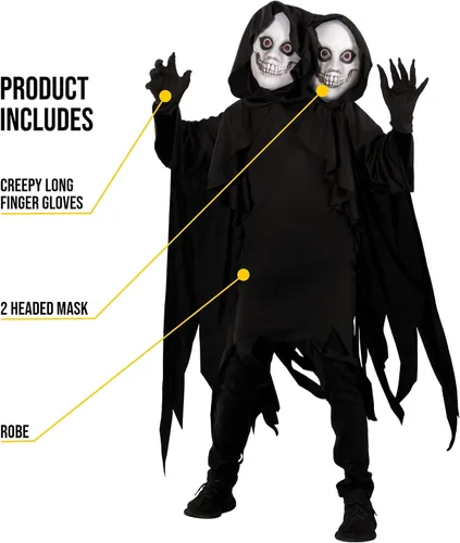 Vista 3 de Morph Disfraz de Ghoul para niños, disfraz de Ghoul genial, disfraz de Halloween para niños, disfraz de cara de fantasma para niños, disfraz