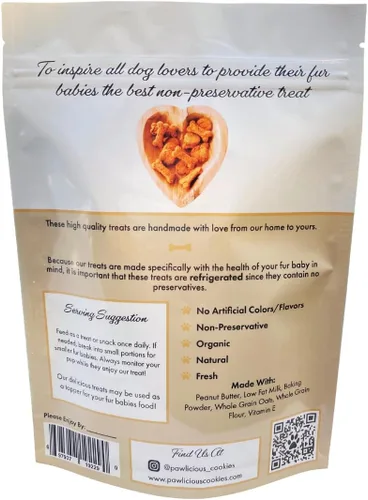 Vista 2 de The Peanut Mutter - Golosinas para perros, hechas con mantequilla de maní real, ingredientes orgánicos, frescos y no conservantes