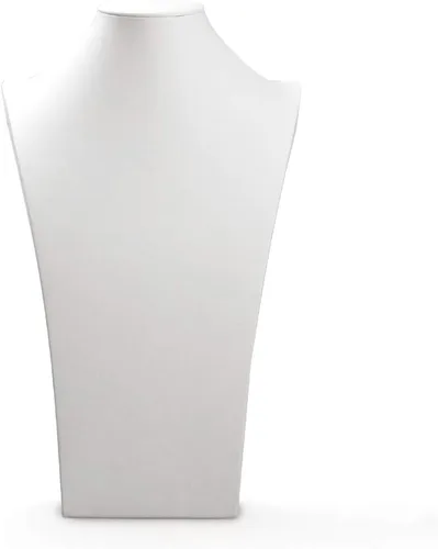 Vista 5 de Oirlv Soporte de exhibición del collar del busto de la joyería del cuero blanco (H 15.28")