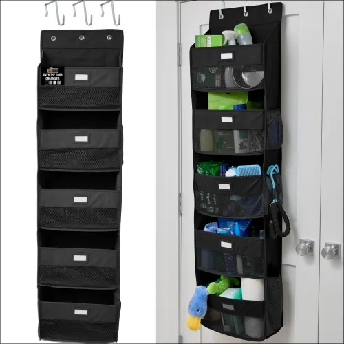 Vista 26 de Gorilla Grip - Zapatero para colgar en la puerta, 24 bolsillos de malla para sostener hasta 40 libras, organizador para parte trasera del armario