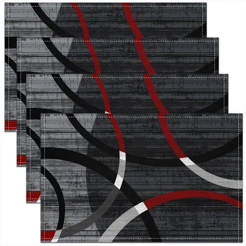 Vista 21 de Modern Circles - Juego de 4 manteles individuales de 12 x 18 pulgadas, patrón geométrico abstracto, decorativo, para niños, adolescentes y adultos