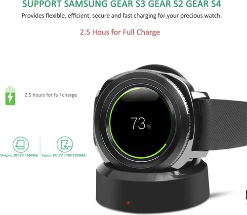 Vista 2 de Cargador de reloj para Samsung Gear S2, base de carga con cable de carga micro USB, para Smausng Gear S3 S2 Classic, S3 Frontier, S4 Smart Watch