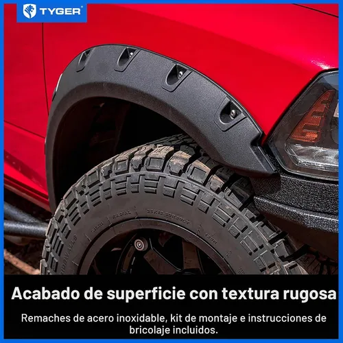 Vista 2 de Tyger Auto Fender Flare compatible con Dodge Ram 1500 2009-2018; 2019-2024 Classic (no compatible con R/T Rebel Warlock), estilo remachado de pernos