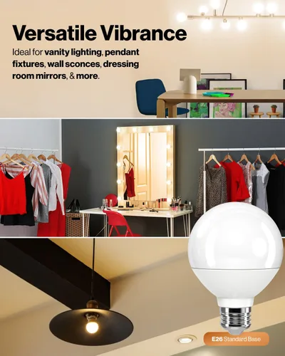 Vista 4 de Sunco Juego de 12 bombillas LED G25, bombillas de globo para tocador de baño de alto rendimiento, 1000 lm, 11 W (equivalente a 100 W), 2700 K, luz