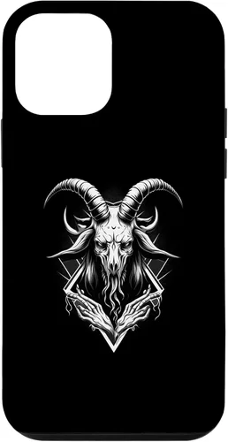Vista 12 de iPhone 15 Goat Baphomet - Funda demoníaca gótica oculta
