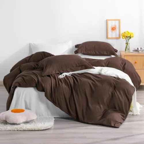 Vista 8 de NTBAY juego de funda de edredón para cama individual, 1 funda de edredón y 1 funda de almohada, funda de edredón suave de microfibra cepillada