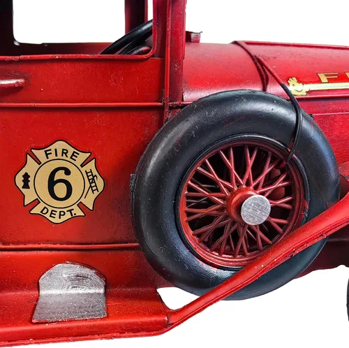 Vista 6 de Modelo clásico de hierro para camioneta roja para decoración de B