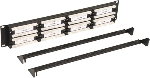 Vista 5 de AEONS Panel de conexiones CAT6 UTP de 48 puertos 2U de 19 pulgadas para montaje en rack RJ45 compatible con Cat 5/5e/6 Gigabit/Fast Ethernet, barra