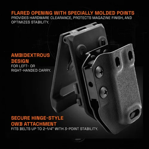 Vista 3 de GRITR IWB/OWB - Soporte para cargador de pistola - Mag Carrier se adapta a 0.354 in/0.394 in/.357/.40/.45 doble pila, 0.354 in/.40/.45 cargadores