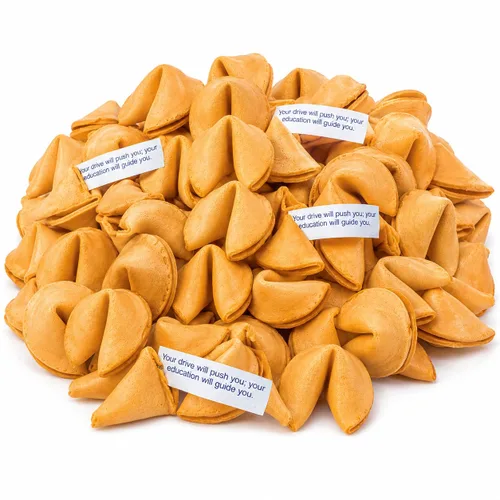 Vista 8 de Fun Express Fortune Cookies envueltas individualmente a granel, 50 galletas rojas y verdes de Navidad para fiestas de vacaciones, golosinas