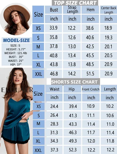 Vista 8 de Ekouaer - Pijama de satén para mujer, ropa de dormir de encaje, lencería, camisola y pantalones cortos, tallas XS a 2XL