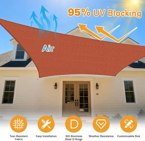 Vista 2 de Artpuch Toldo rectangular de 10 x 20 pies, borde curvo, grado comercial de polietileno de alta densidad de 6.53 oz/m², permeable a los rayos UV
