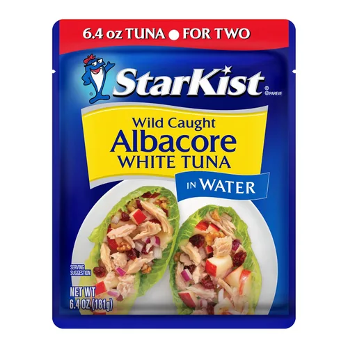 Vista 4 de StarKist Albacore - Bolsa de agua de atún blanco de 6.4 onzas (paquete de 12) 19g Protein Per Serving, Gluten Free, Soy Free, Ready to Eat, No